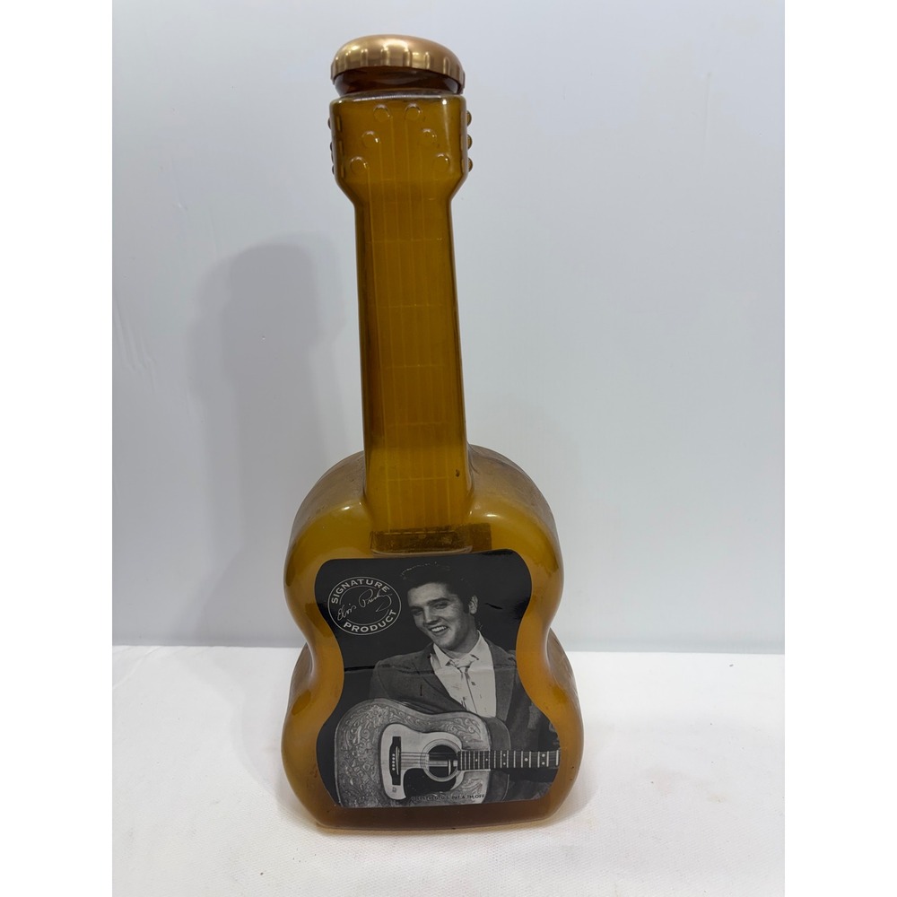 Elvis Presley Signature Guitar Popcorn Container Coin Bank Amber Plastic 22in